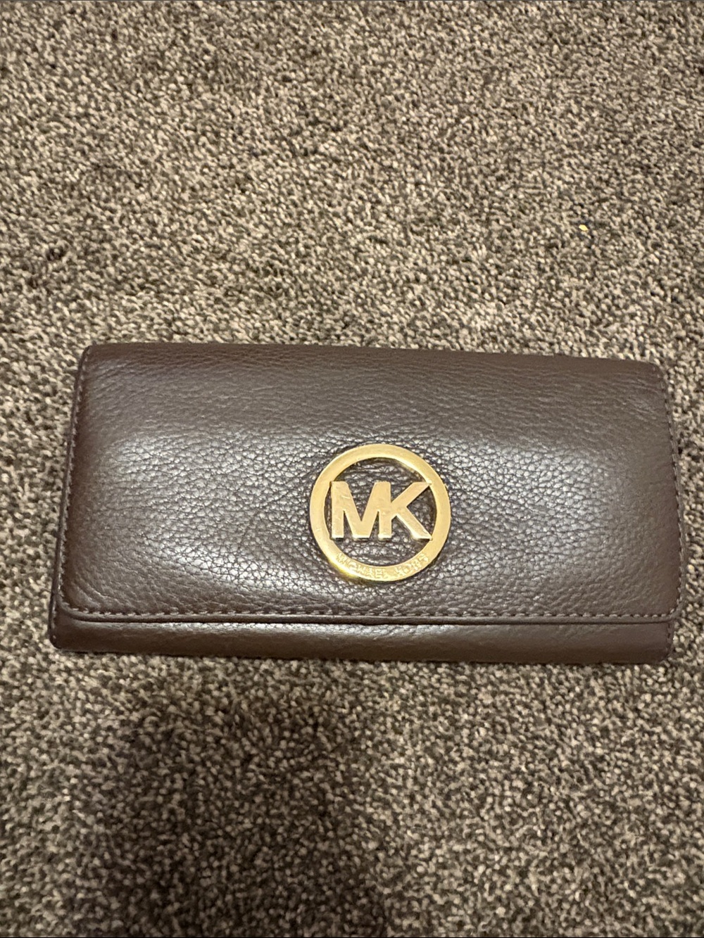 Michael Kors Dark Brown Pebbled Leather Shoulder Hobo with Gold MK Charm - Picture 15 of 16